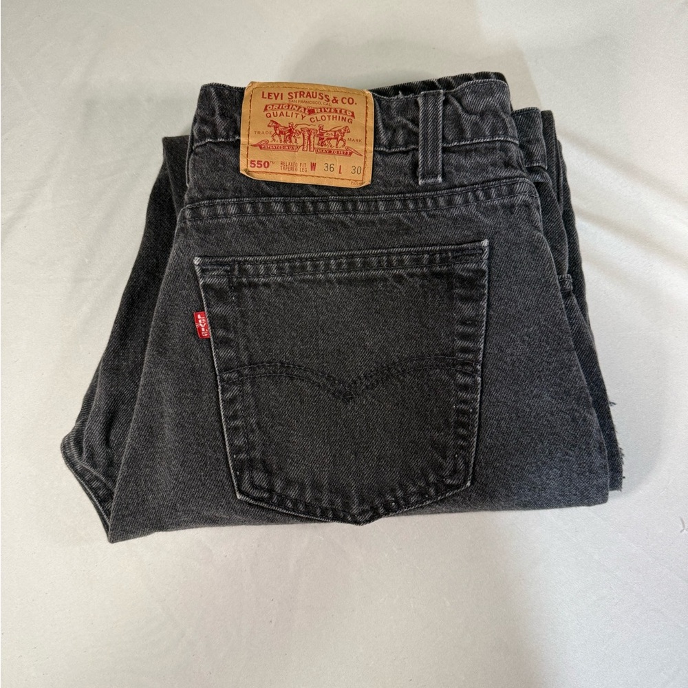 Vintage Levi's 550 USA Black Jeans 36x30 Fit 35x29.5 1994